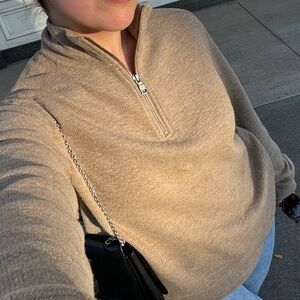 Banana Republic Quarter Zip Sweater Tan